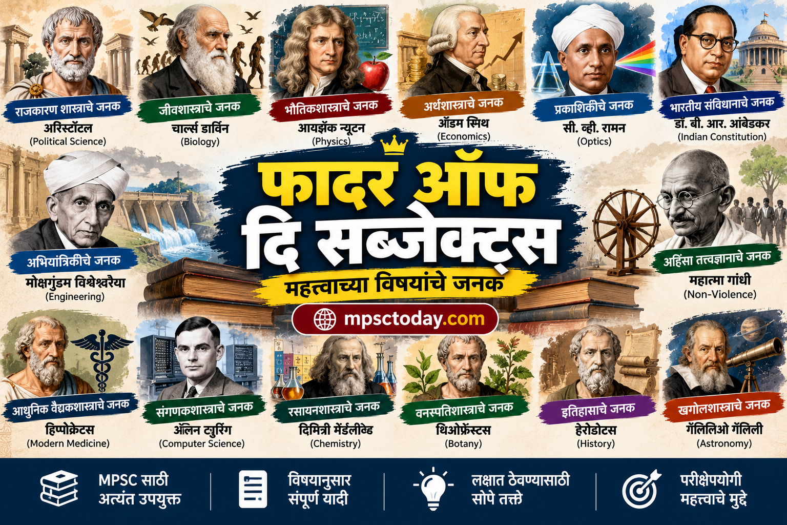 विविध विषय आणि त्यांचे जनक | Fathers of Various Subjects: संपूर्ण यादी व विश्लेषण