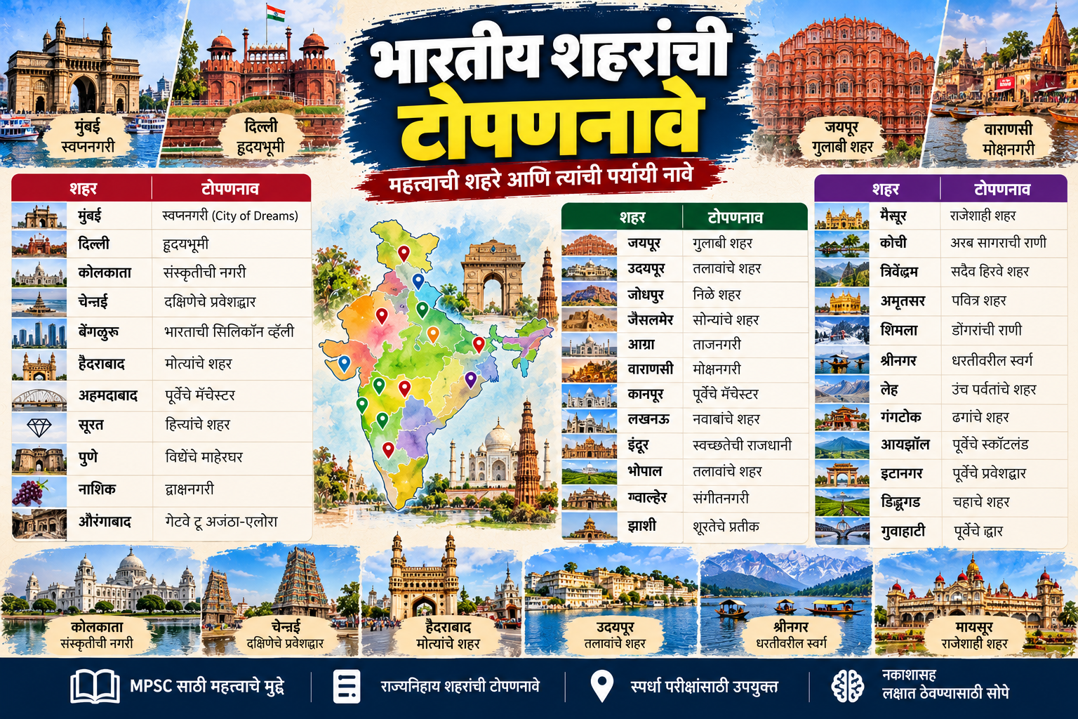 भारतीय शहरांची टोपणनावे