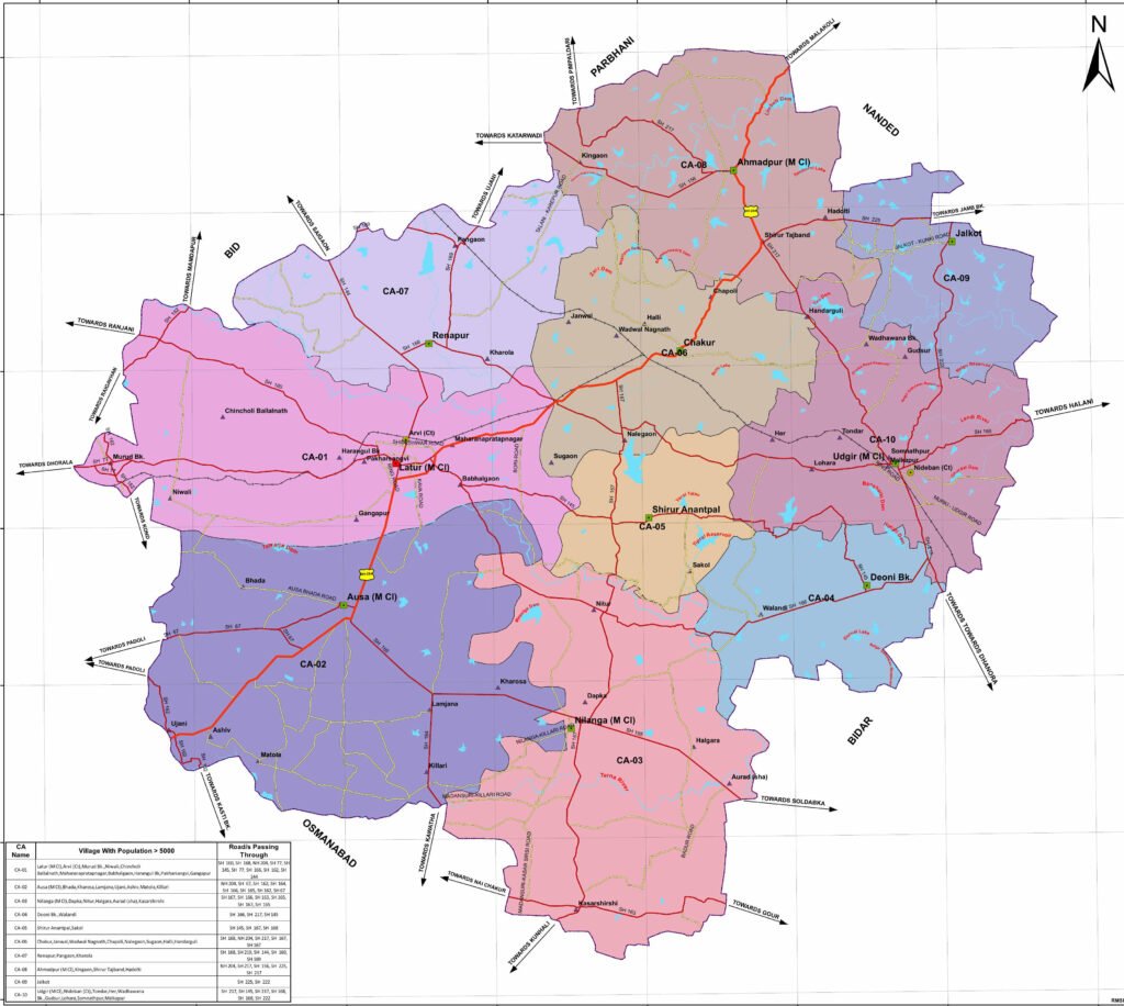 लातूर जिल्हा नकाशा (Latur District Map)