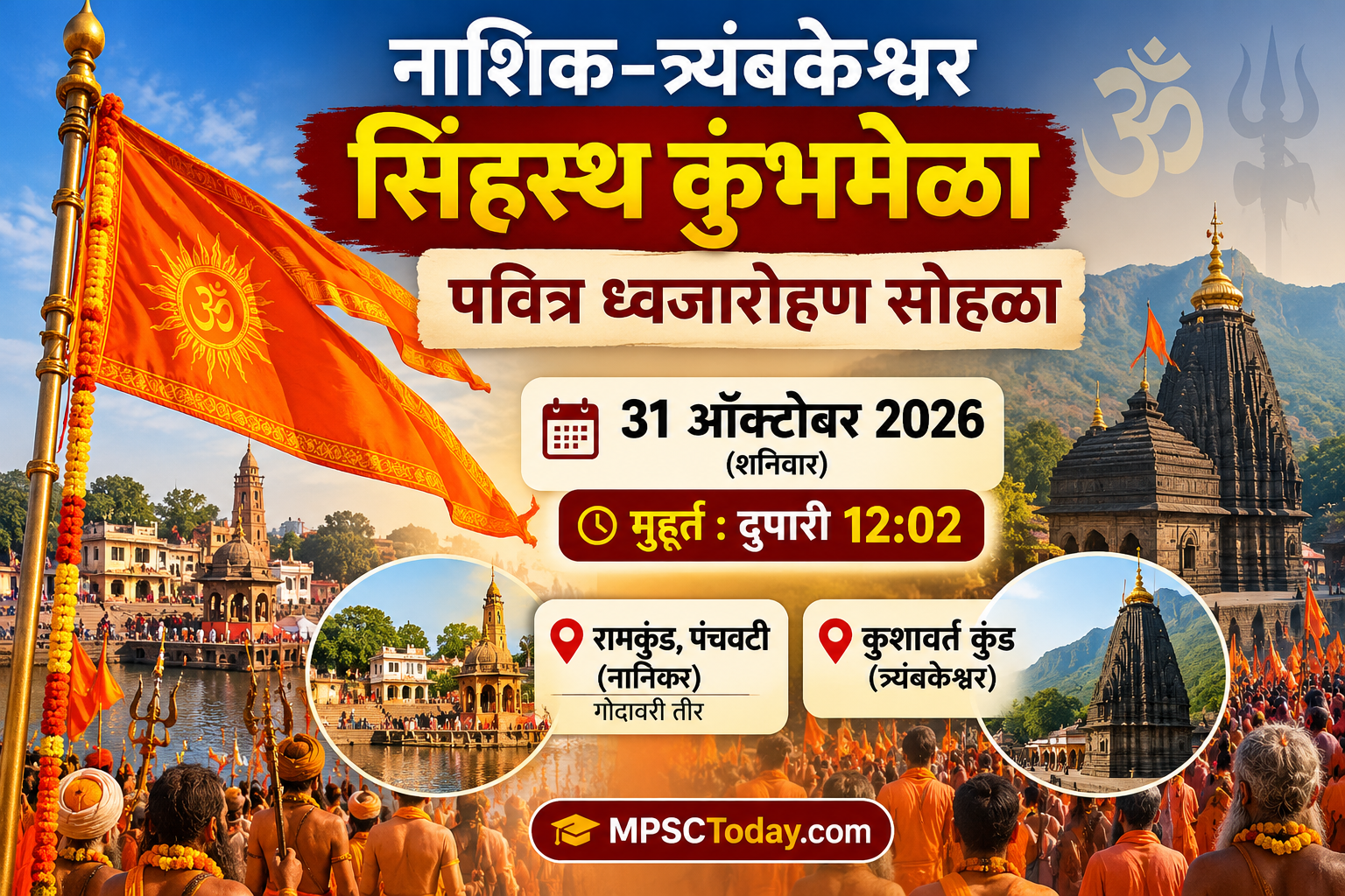 नाशिक सिंहस्थ कुंभमेळा ध्वजारोहण 2026 : 31 ऑक्टोबरचा पवित्र सोहळा