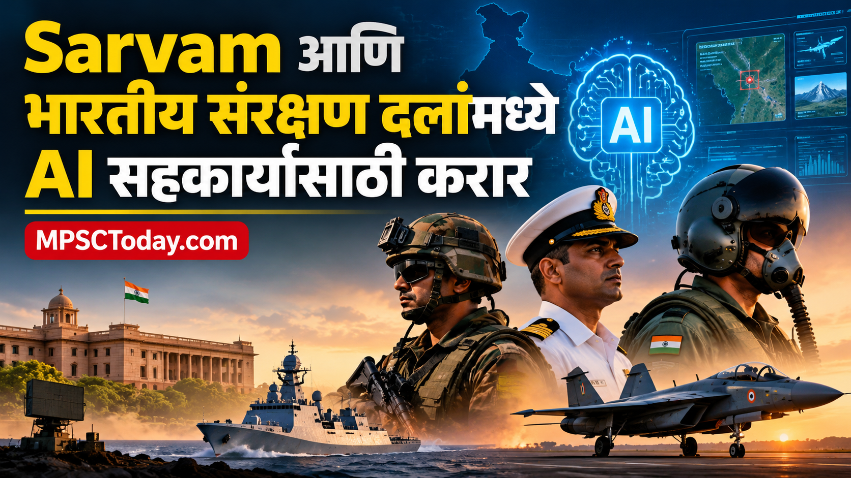 Sarvam आणि भारतीय संरक्षण दलांमध्ये AI सहकार्यासाठी सामंजस्य करार (MoU)