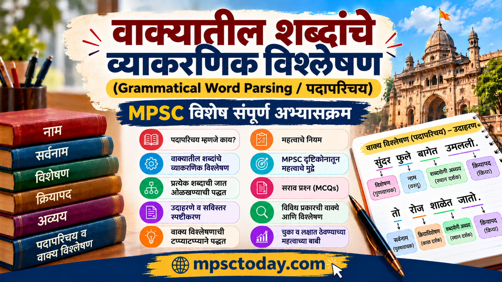 वाक्यातील शब्दांचे व्याकरणिक विश्लेषण (Grammatical Word Parsing / पदापरिचय) – MPSC विशेष संपूर्ण अभ्यासक्रम