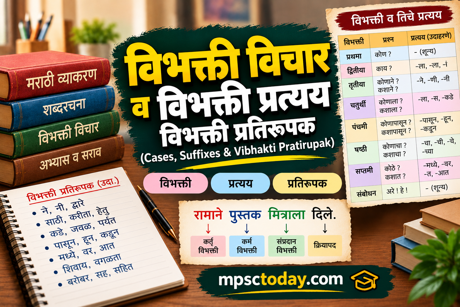 विभक्ती विचार व विभक्ती प्रत्यय (Cases, Suffixes & Vibhakti Pratirupak) – MPSC विशेष संपूर्ण अभ्यासक्रम