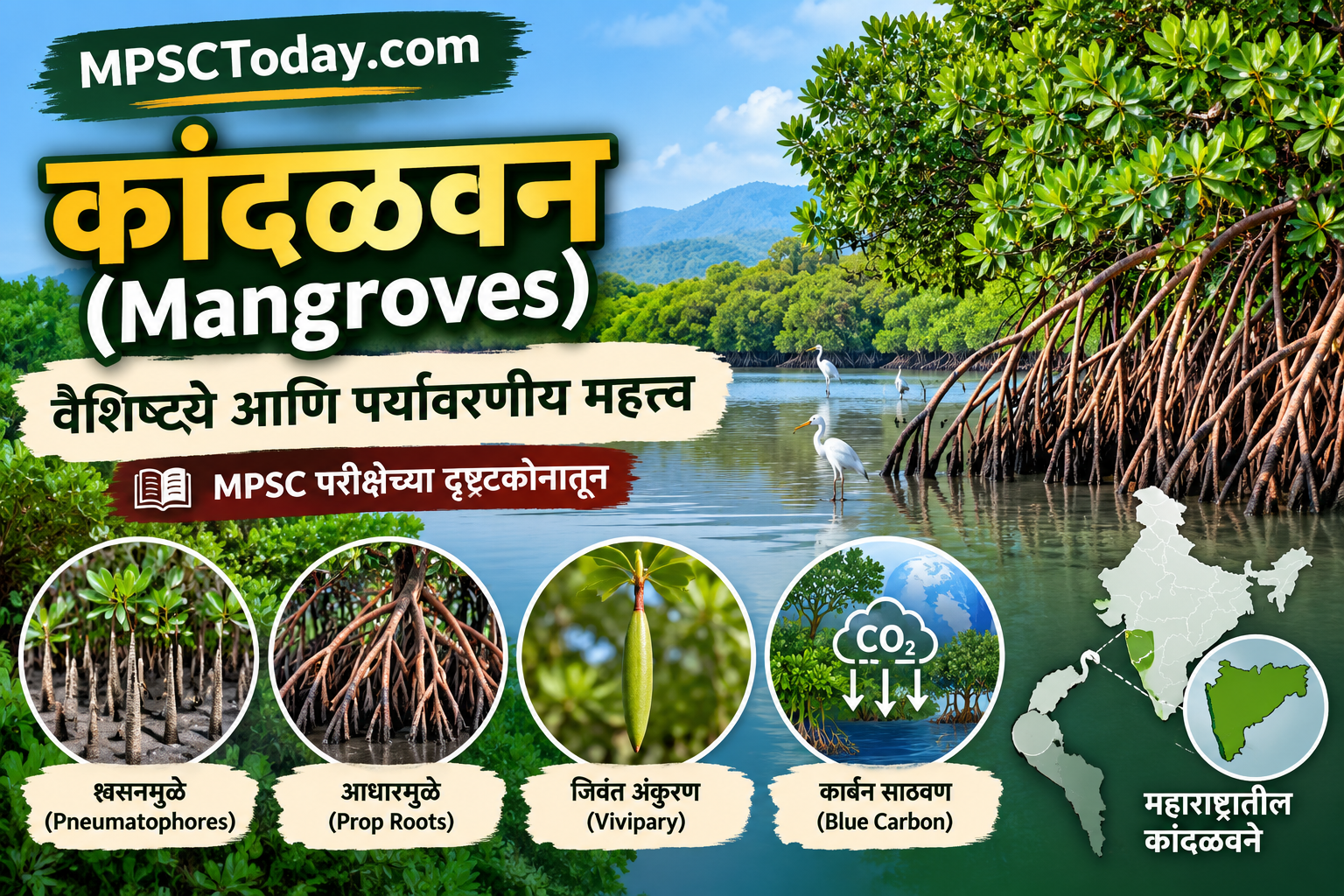कांदळवन (Mangroves): वैशिष्ट्ये, महत्त्व व महाराष्ट्रातील वितरण | MPSC