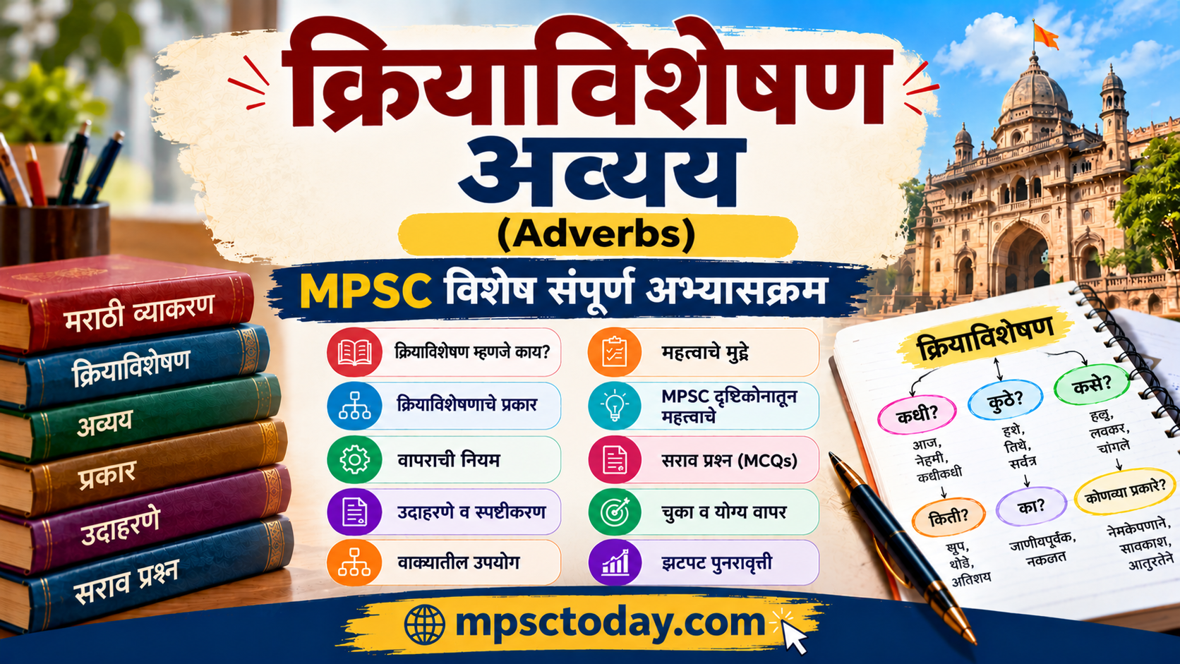 क्रियाविशेषण अव्यय (Adverbs) – MPSC विशेष संपूर्ण अभ्यासक्रम