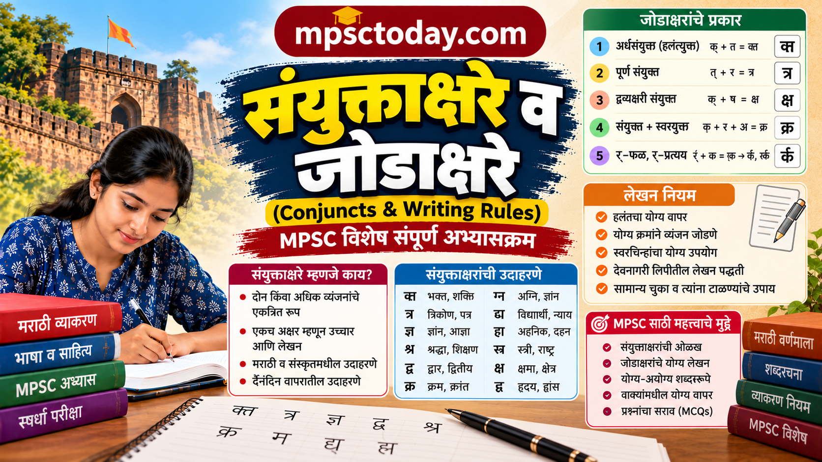 संयुक्ताक्षरे व जोडाक्षरे (Conjuncts & Writing Rules) – MPSC विशेष संपूर्ण अभ्यासक्रम