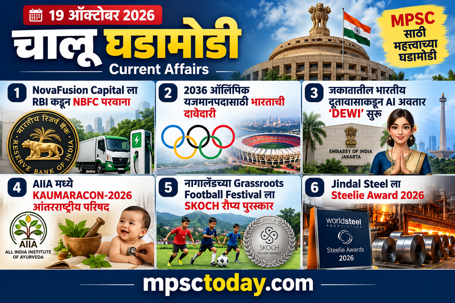 19 ऑक्टोबर 2026 चालू घडामोडी मराठी | MPSC Current Affairs