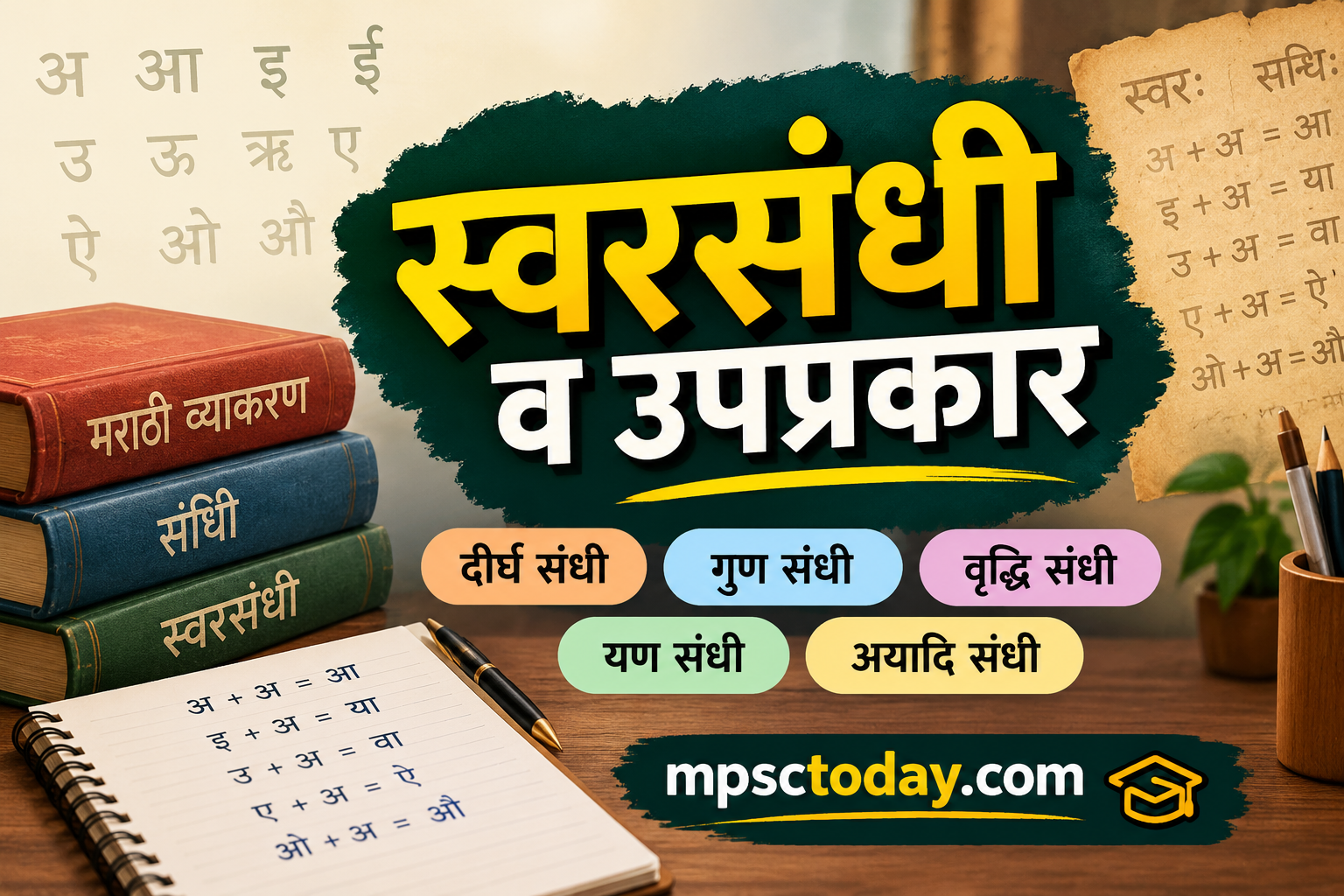 स्वरसंधी व त्याचे ५ उपप्रकार (Vowel Sandhi & Sub-types) – MPSC विशेष संपूर्ण अभ्यासक्रम