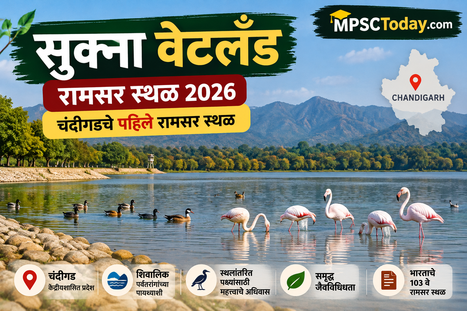 सुक्ना वेटलँड रामसर स्थळ 2026: चंदीगडचे पहिले रामसर स्थळ | MPSC
