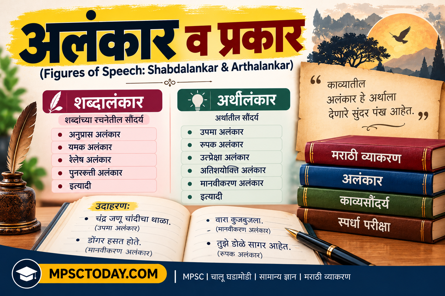 अलंकार व प्रकार (Figures of Speech: Shabdalankar & Arthalankar) – MPSC विशेष संपूर्ण अभ्यासक्रम