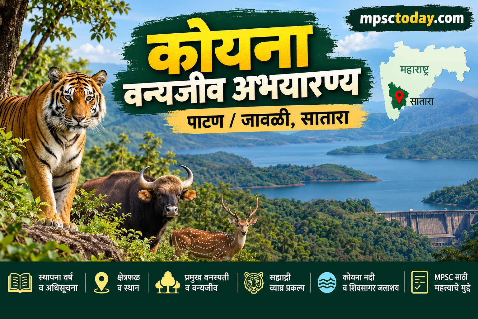 कोयना वन्यजीव अभयारण्य, सातारा - MPSC परीक्षेसाठी संपूर्ण माहिती
