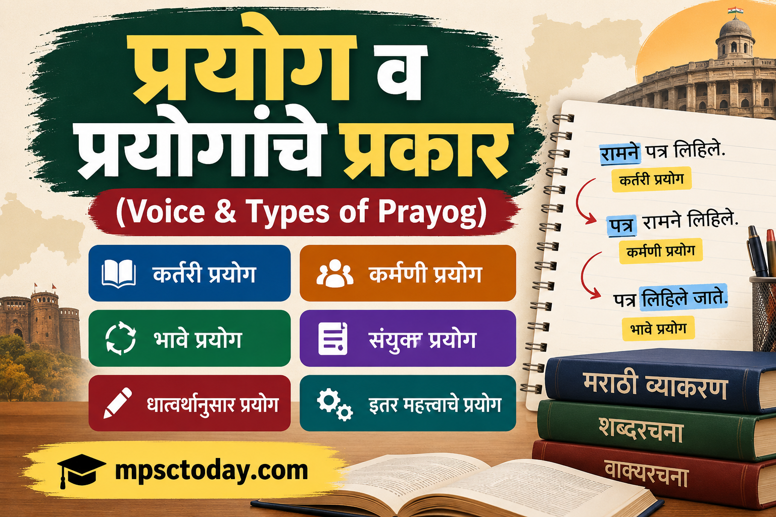 प्रयोग व प्रयोगांचे प्रकार (Voice & Types of Prayog) – MPSC विशेष संपूर्ण अभ्यासक्रम