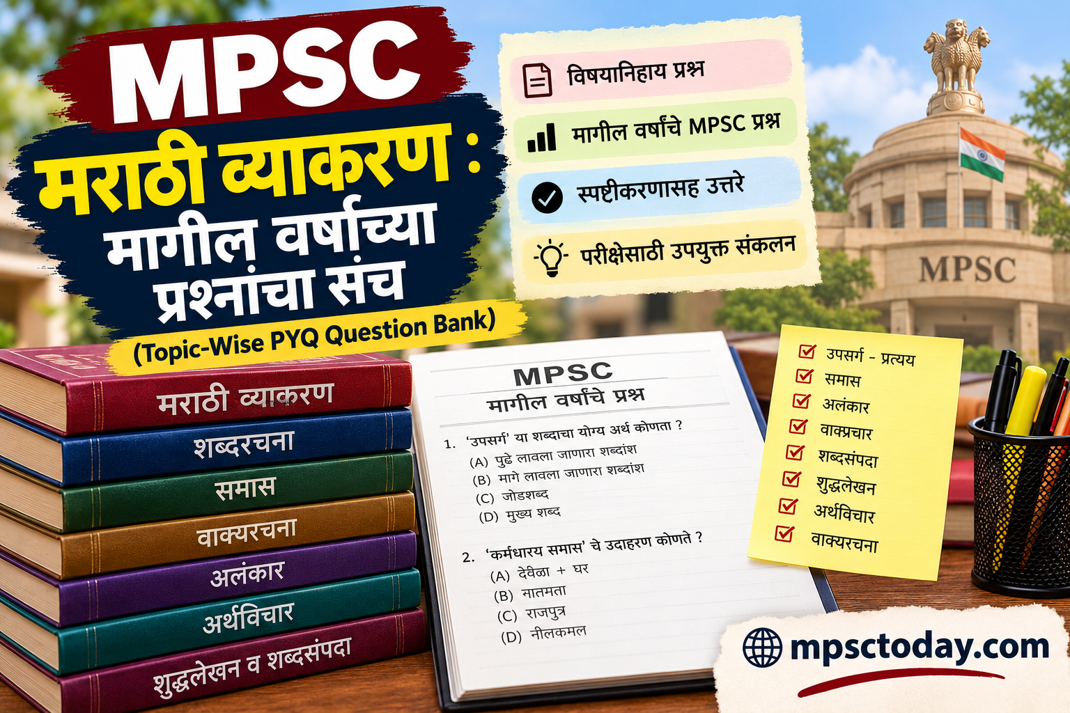 MPSC मराठी व्याकरण : मागील वर्षांच्या प्रश्नांचा संच (Topic-Wise PYQ Question Bank)