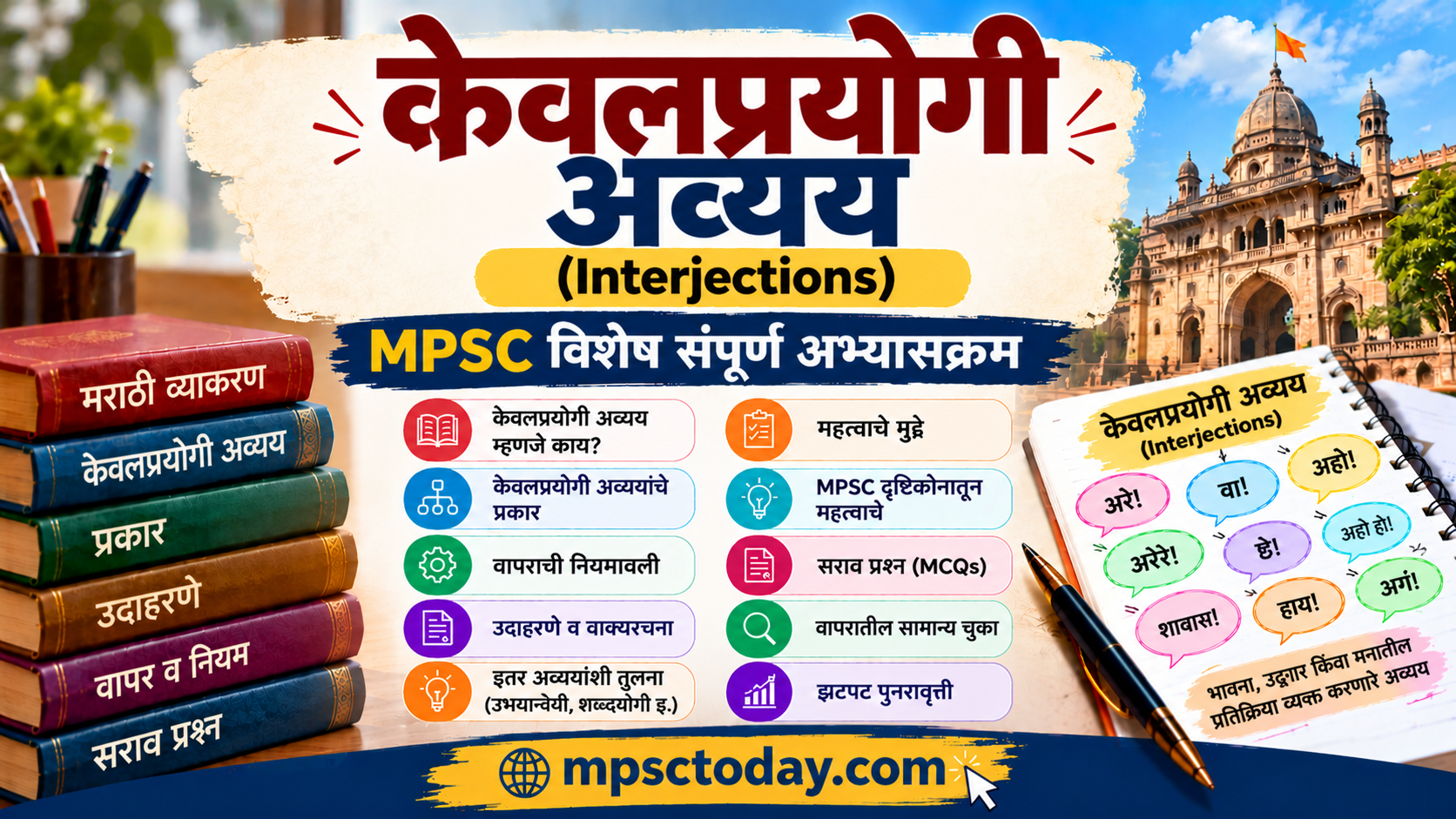 केवलप्रयोगी अव्यय (Interjections) – MPSC विशेष संपूर्ण अभ्यासक्रम