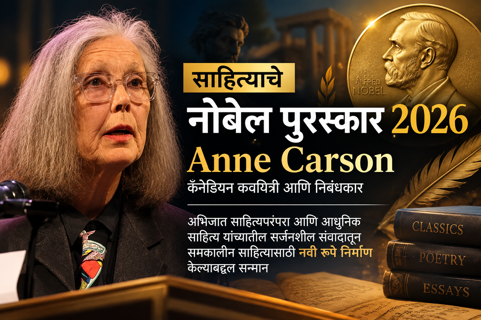 Nobel Prize in Literature 2026 : Anne Carson यांना साहित्याचे नोबेल | MPSC Current Affairs