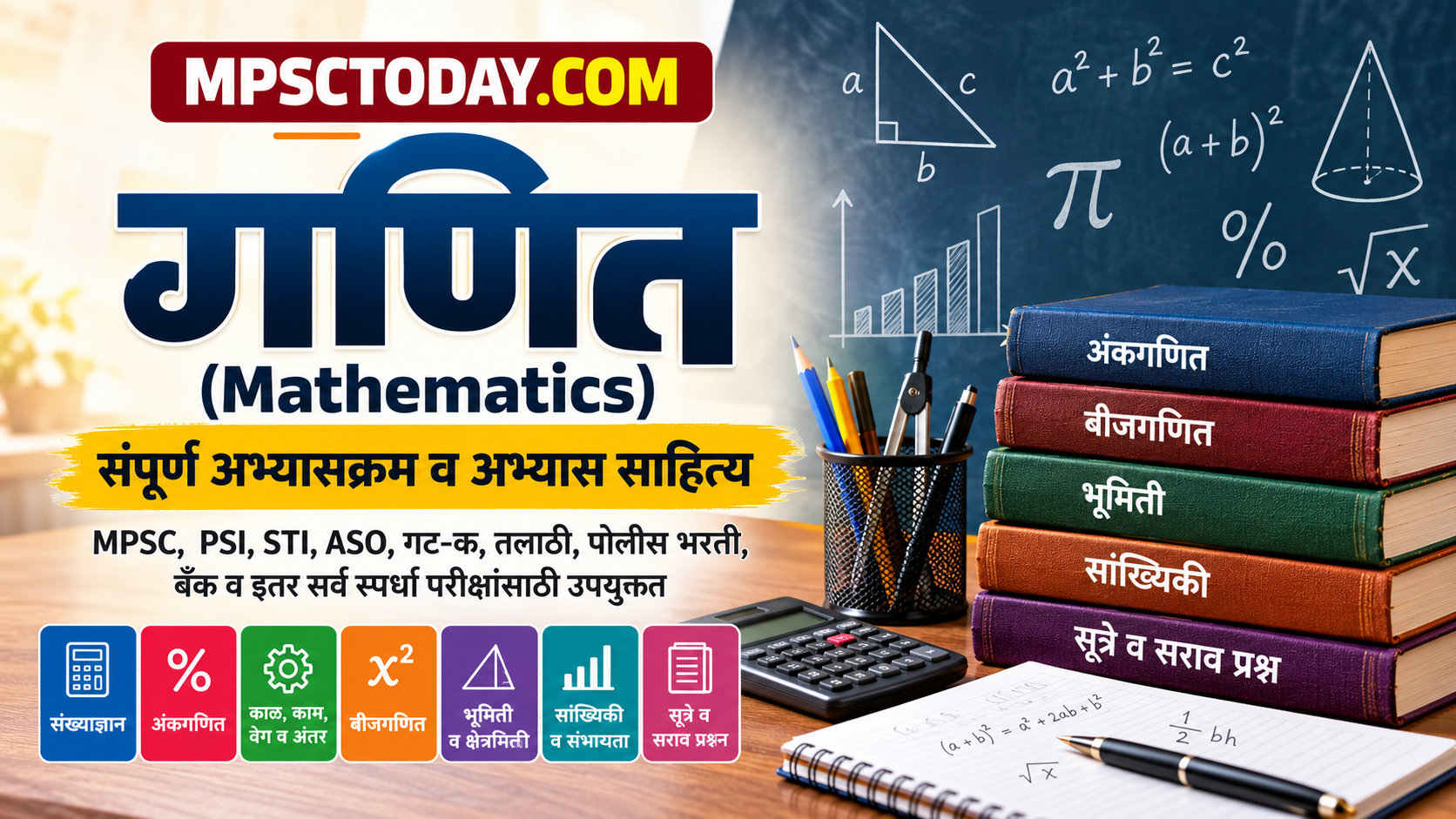 गणित (Mathematics) – संपूर्ण अभ्यासक्रम व अभ्यास साहित्य
