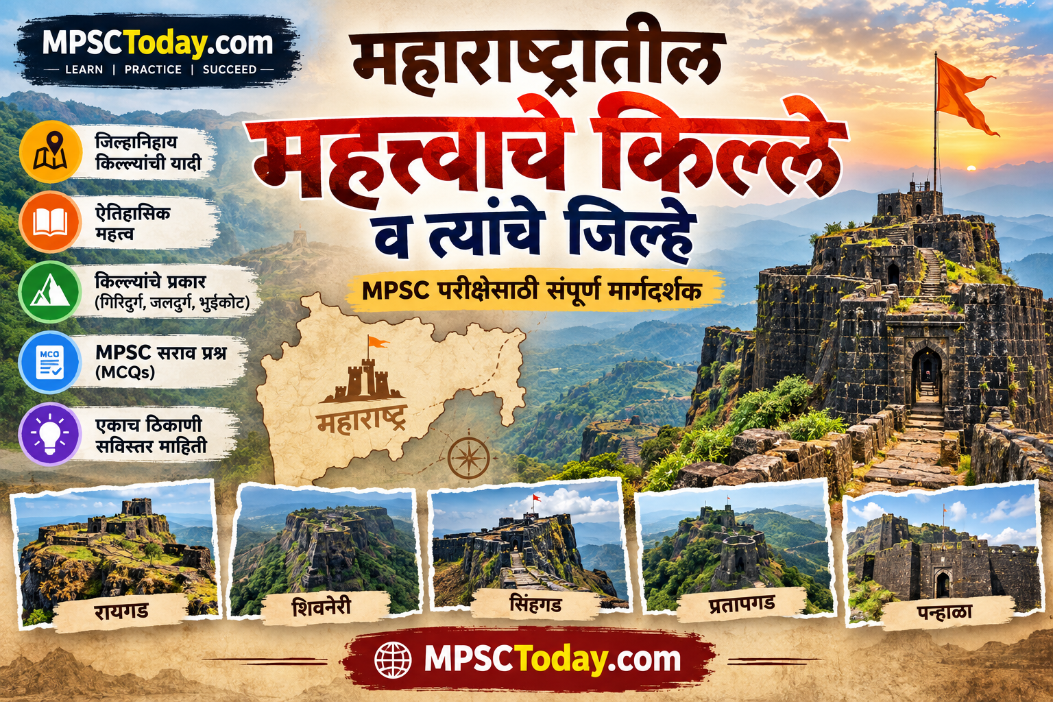 महाराष्ट्रातील महत्त्वाचे किल्ले व त्यांचे जिल्हे | MPSC GK